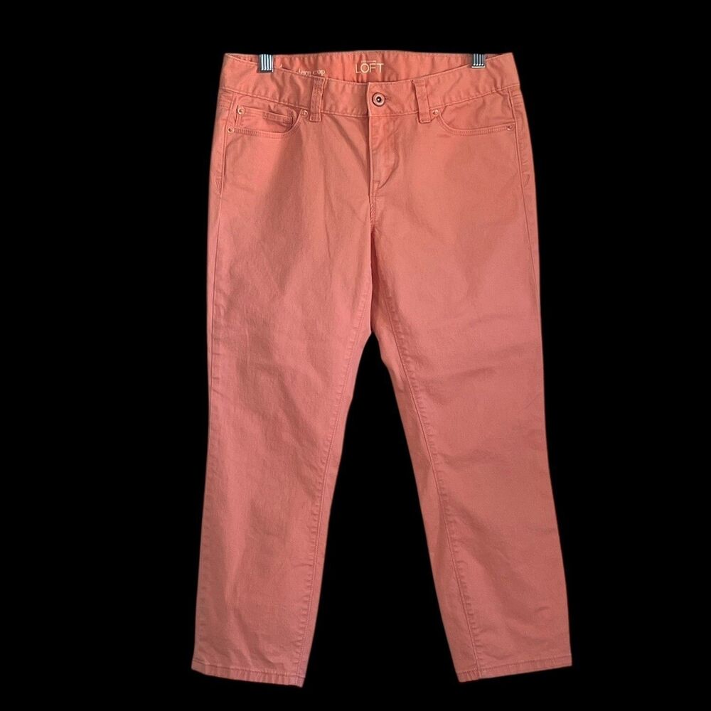 ANN TAYLOR LOFT Women's Modern Crop Pants Coral Size 4 Stretch 97% Cotton